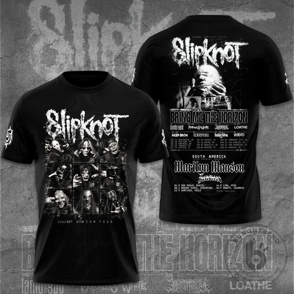 Slipknot (sic)EST Stadium Tour 2027 Band Members Graphic Black T-Shirt 2 Slipknot (sic)EST Stadium Tour 2027 Band Members Graphic Black T-Shirt