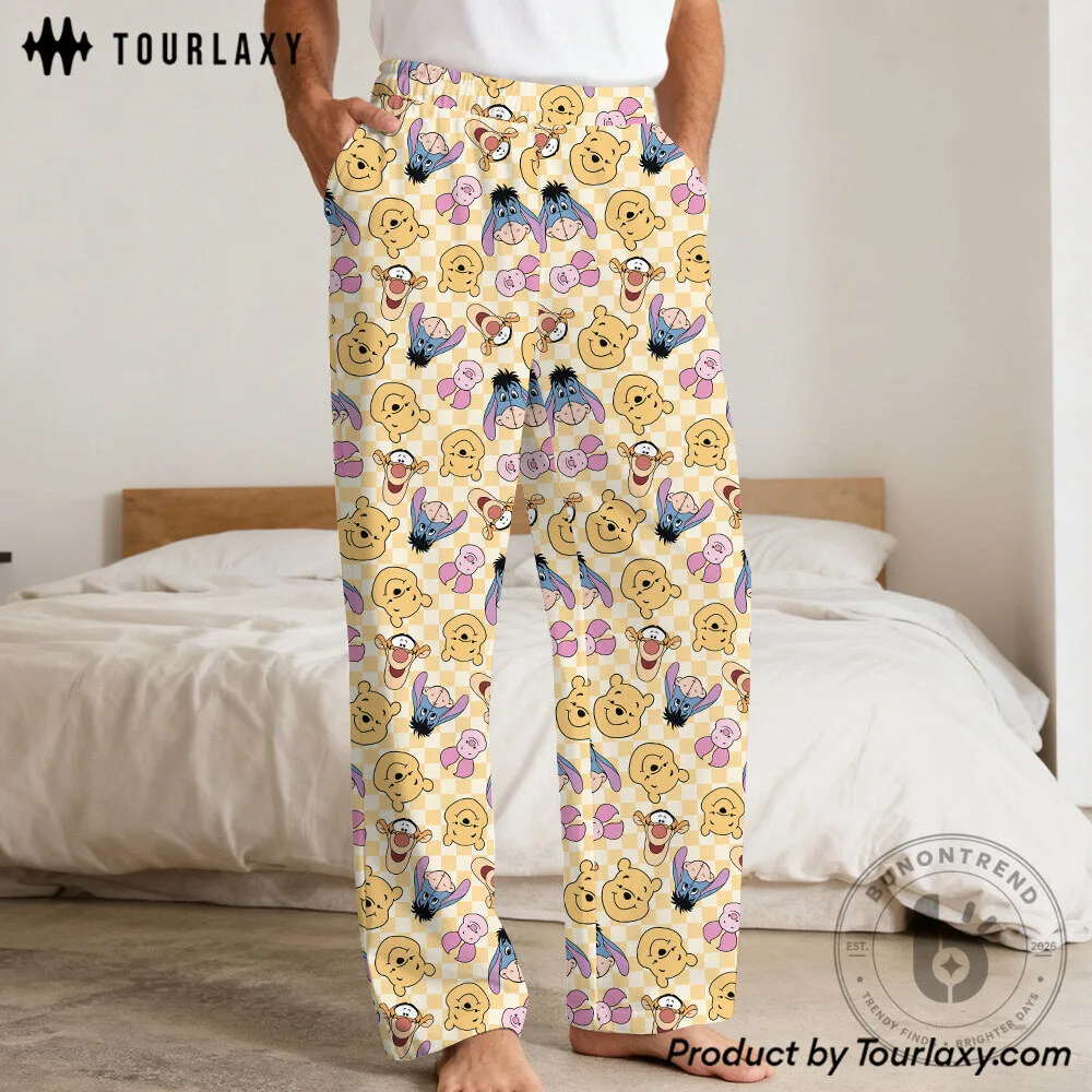 Winnie The Pooh And Friends Checkered Pattern Pajama Pants