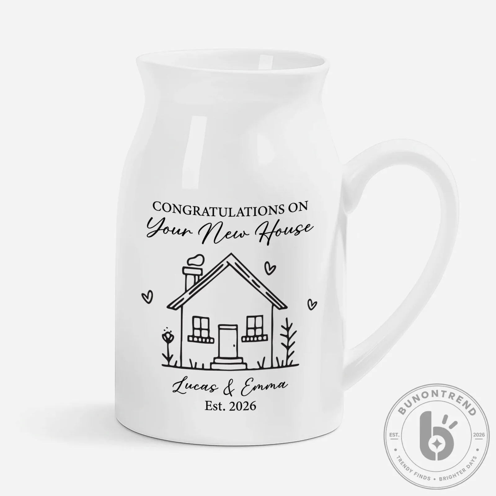 Personalized New Housewarming Gift Vase, Custom Couple Name Home Decor Flower Vase
