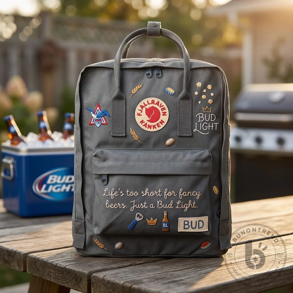 Bud Light Fjallraven Kanken Embroidered Backpack with Beer Bottle Patches