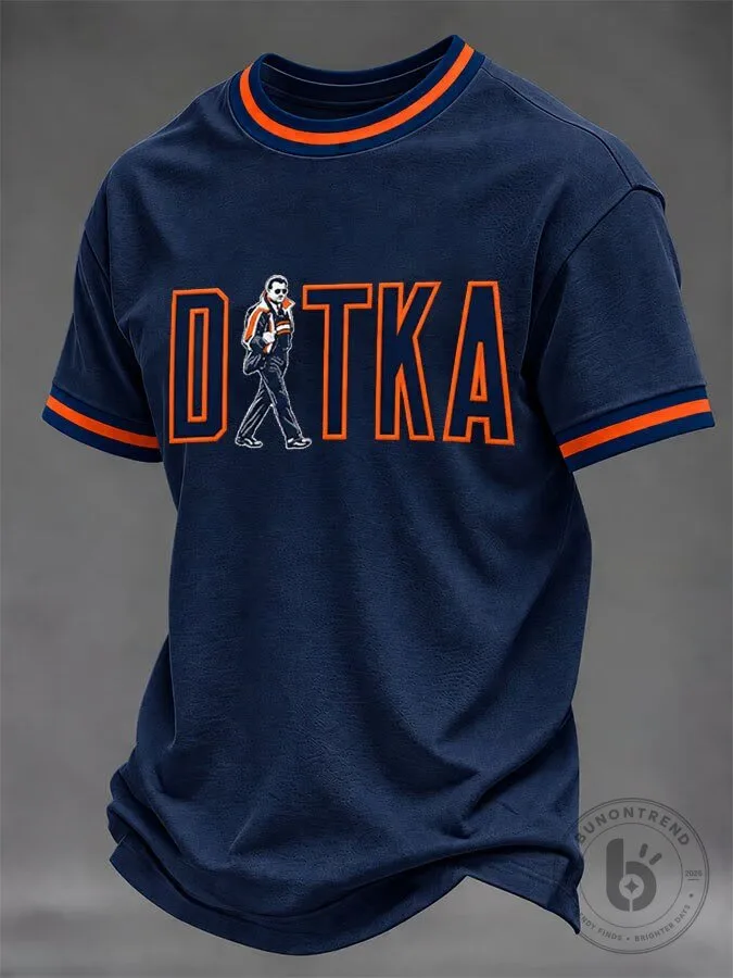 Retro Datka Walking Man Graphic Print Short-Sleeve T-Shirt