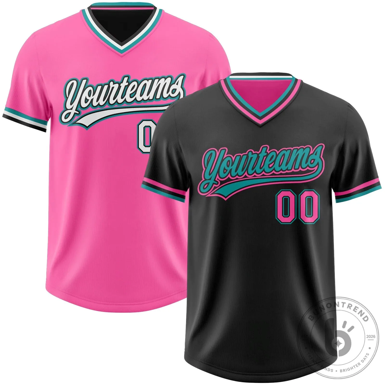 Custom Black Pink Teal Reversible Pullover Baseball Jersey Shirt