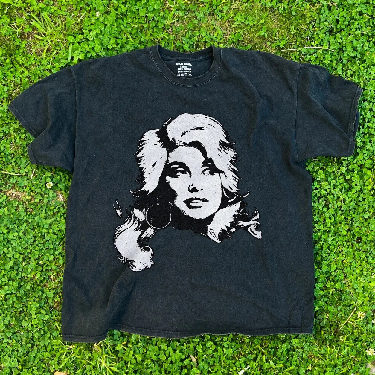 Dolly Parton Portrait Black Graphic Short Sleeve Country Music T-Shirt