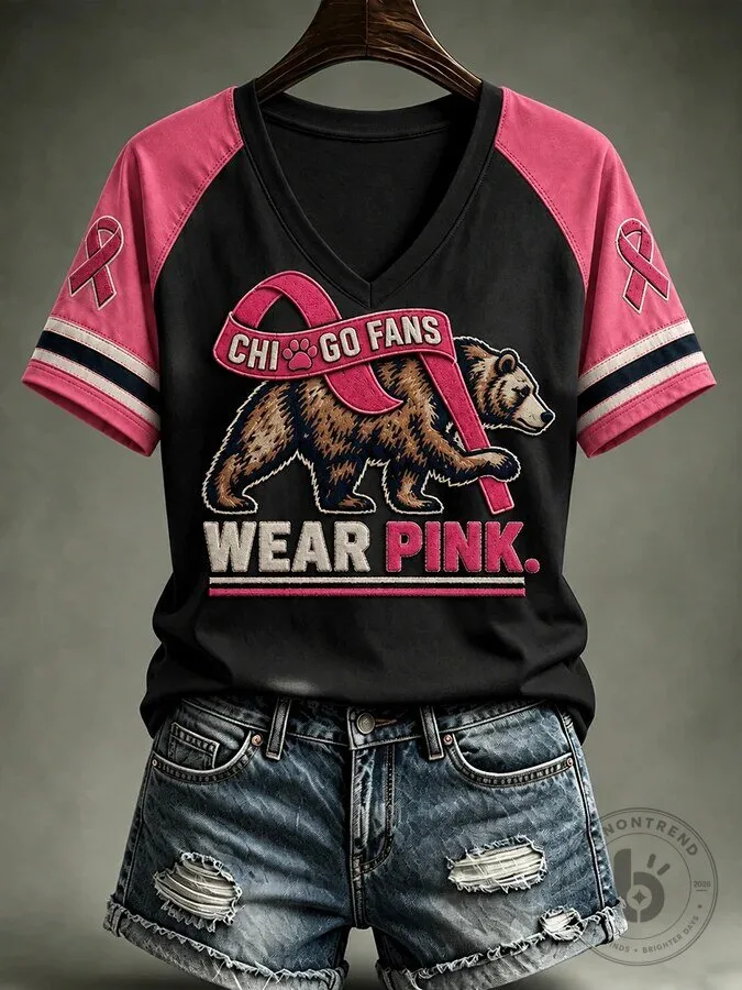 Gameday Chicago Bears Football Fans Wear Pink Breast Cancer Awareness T-Shirt
