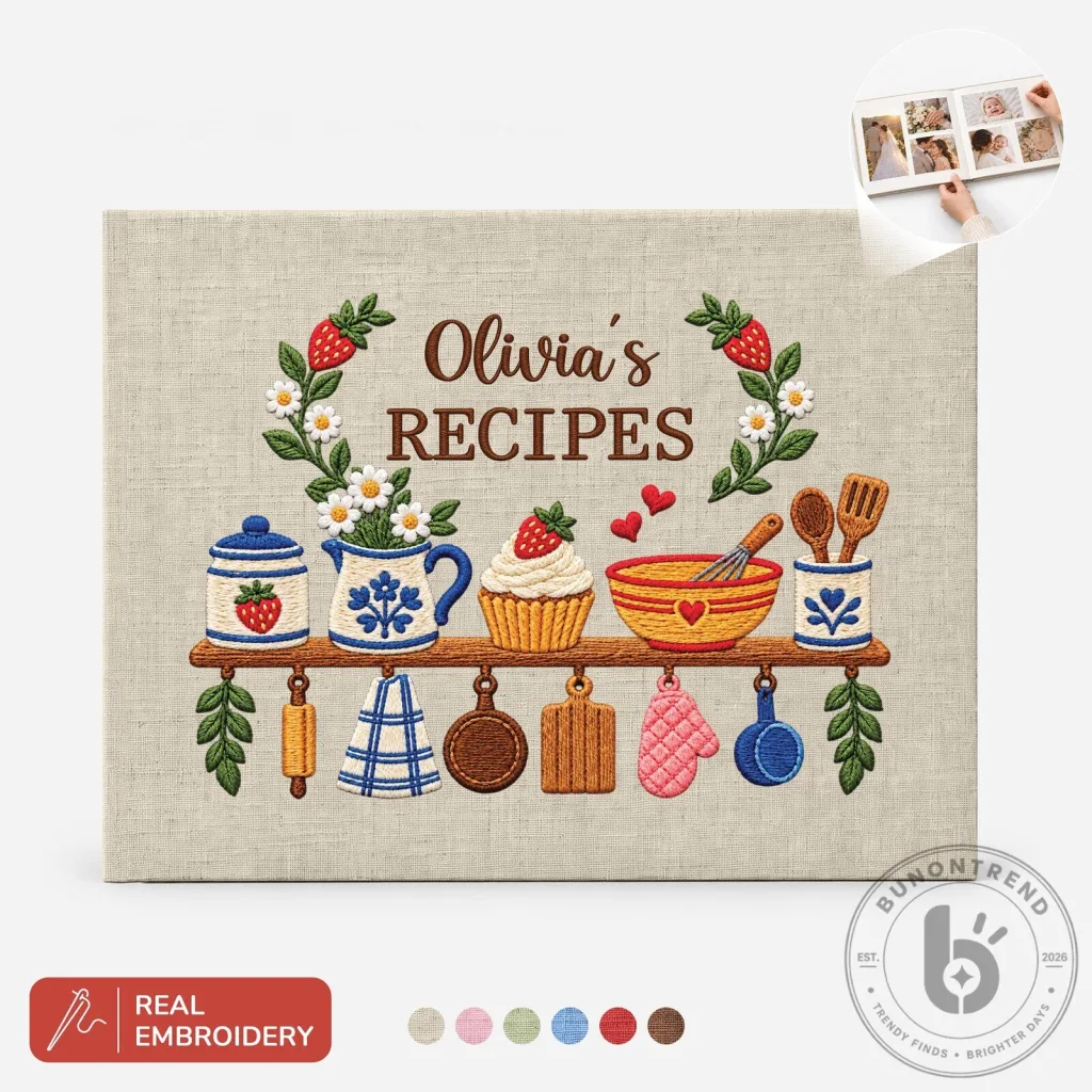 Personalized Olivia's Recipes Embroidered Cookbook Journal for Kitchen Personalized Olivia's Recipes Embroidered Cookbook Journal for Kitchen