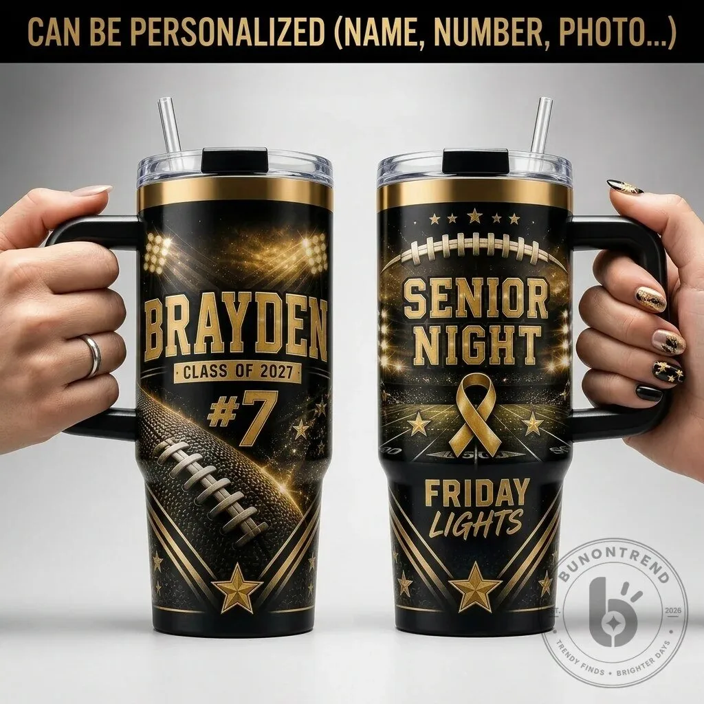 Personalized Football Senior Night Friday Lights Tumbler with Handle