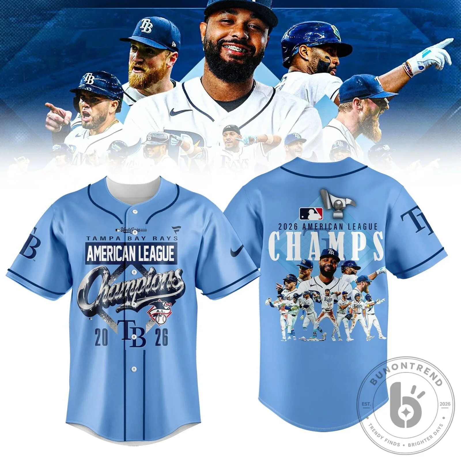 2026 American League Champions Jersey for the Tampa Bay Rays Baseball Team
