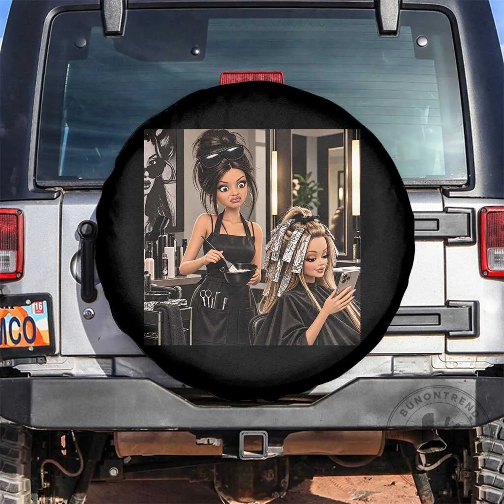 Funny Hair Stylist Side Eye Girl Meme Spare Tire Cover for Jeep