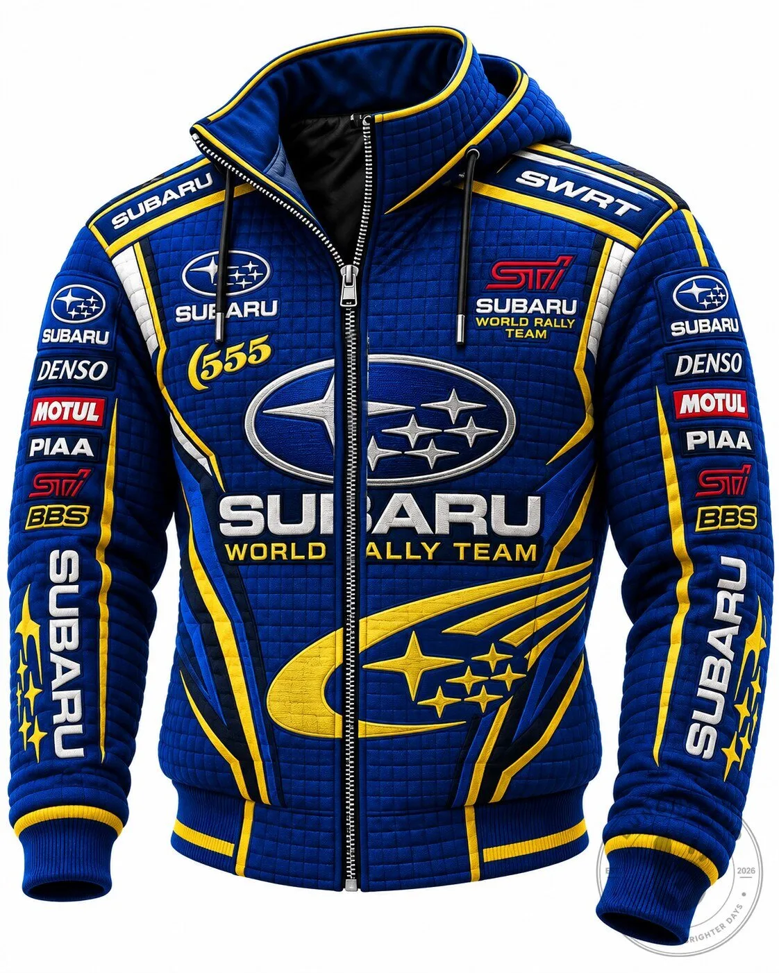 Subaru World Rally Team Racing Style Full Zip Hooded Jacket