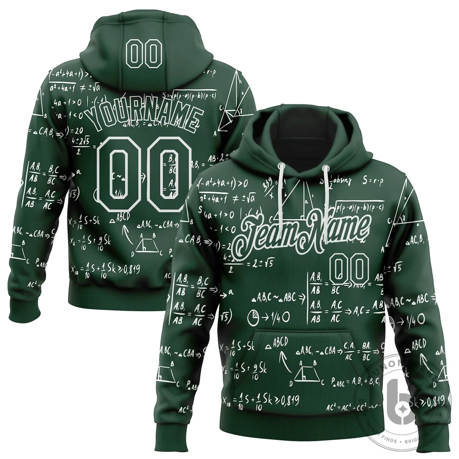 Green Science Math Formula Custom Name Pullover Hoodie Sweatshirt