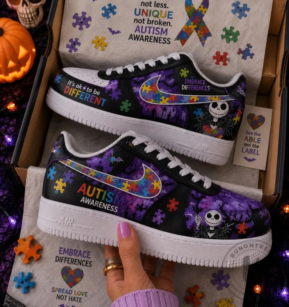 Autism Awareness Jack Skellington Halloween Custom Design Sneakers